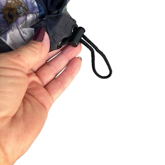 THREAD + SUPPLY women’s size small windbreaker jacket, with hood, black floral. - Picture 5 of 12